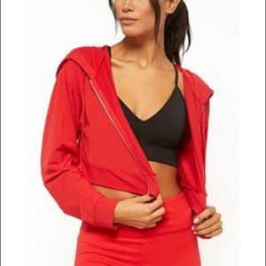 Cropped zip-up hoodie